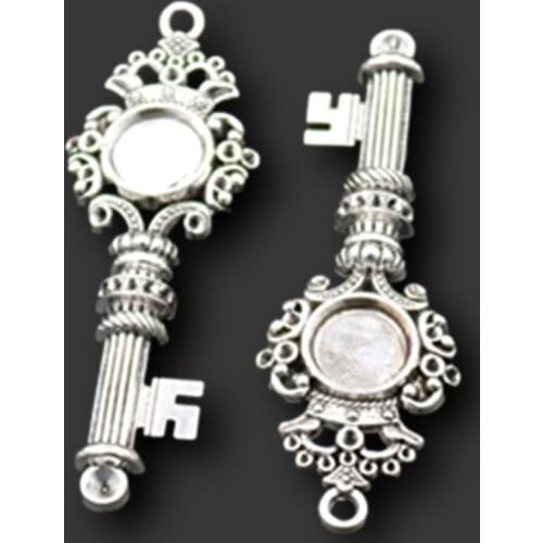 2pcs Antique Silver Color Royal Vault Retro Mysterious Key Charm Earrings Bracelets DIY Handmade Jewelry Alloy Pendant 87*29mm
