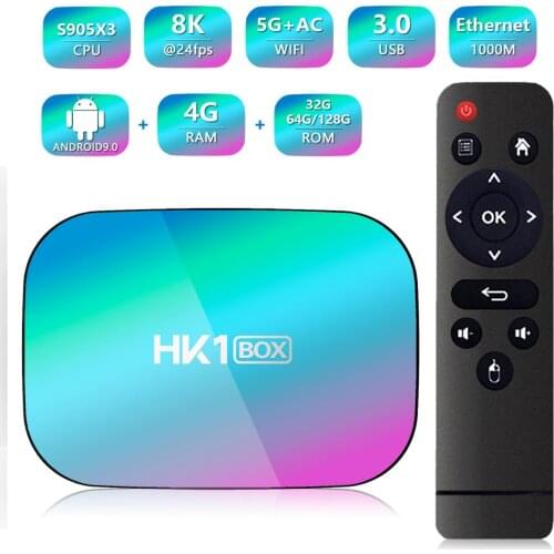 HK1 Box X3 Smart TV Box 8K Android 9.0 Amlogic S905X3 4GB 64GB 2.4G/5G Dual WiFi 1000M USB3.0 BT4.0 8K 4K H.265 UHD Media Player
