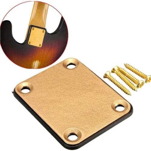 Gold Neck Plate with 4 Screws Replacement Part for Fender Strat Electric Guitar
