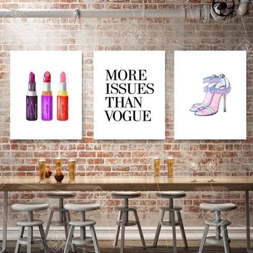 Modern Makeup Art Canvas Painting Posters Lipstick High Heels Prints Home Decoration Wall For Beauty Shop Living Room No Framed