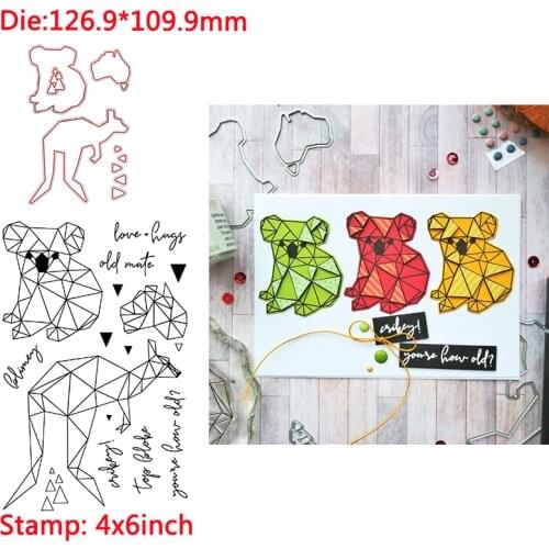 Triangle Animal Puzzle Bear Words New Transparent Clear Stamps Matchable Cutting Dies For DIY Scrapbooking Cards Crafts New 2020
