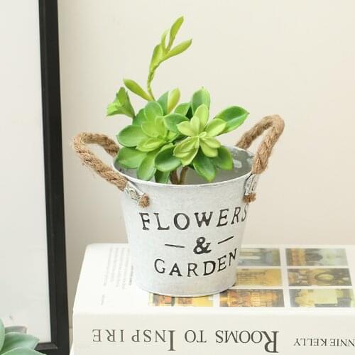 Flower Bucket Pastoral Style Iron Buckets Balcony Plant Planter Pot Packaging Vase Vintage Home Living Room Decoration Craft Box