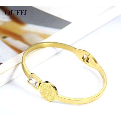 OUFEI Stainless Steel Jewelry Woman Vogue 2019 Cuff Bracelets Bangles Religion Charm Jewelry Accessories Mass Effect
