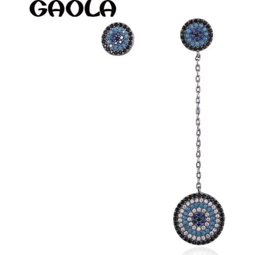 GAOLA Women Jewelry Link Chain Round Micro Pave Setting Dangle Earring Cubic Zirconia Earrings For Women GLE5488AY