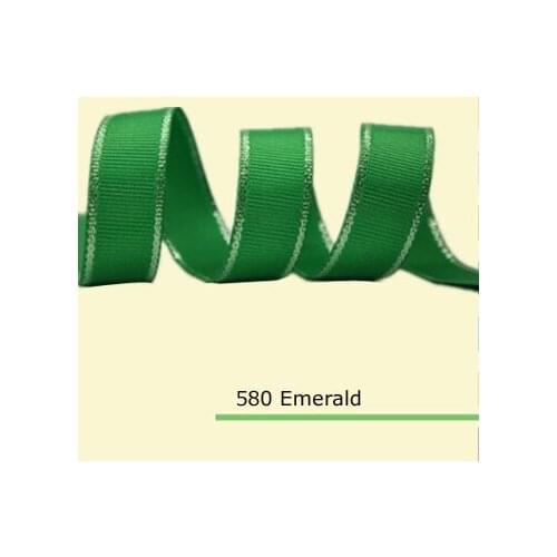 1/4" inch(6mm) silver metallic edged grosgrain ribbon