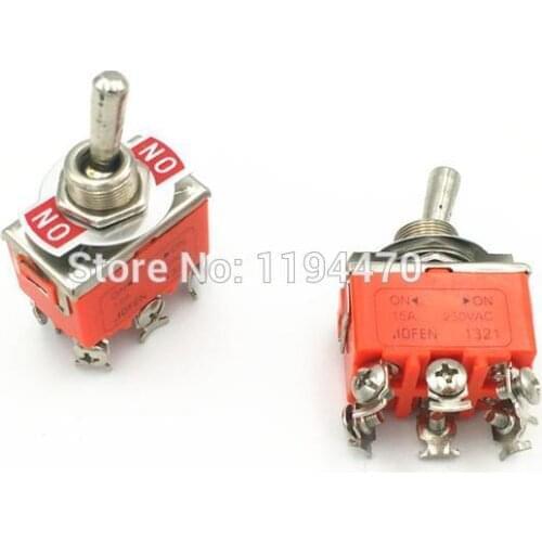 10pcs Latching Toggle Switch 1321 6-Pin 2 Position ON-ON DPDT Maintained 15A 250VAC with Waterproof Cap 12mm Mounting Hole