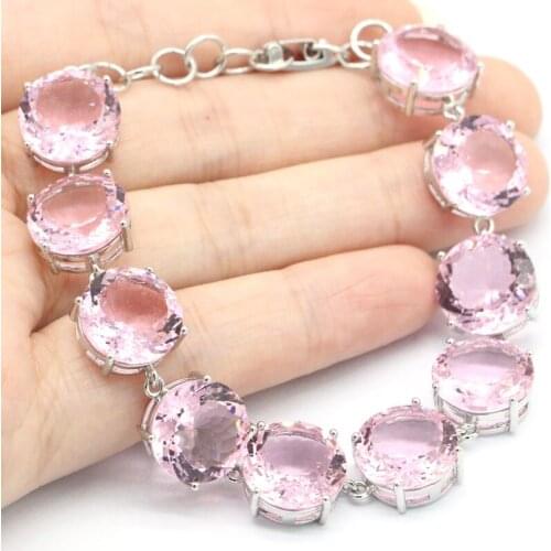 12x10mm Dazzling 17g Created Fire Rainbow Mystic Topaz Bright Zircon Ladies Dating Silver Bracelet 7.5-8.5inch Drop Shipping