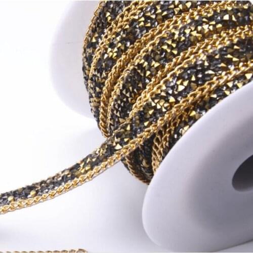 2Yards Gold Silver Chain Beaded Lace Trim Rhinestone Applique Sewing On Wedding Dresses Belt Sashes Crystal DIY Bridal Accessory