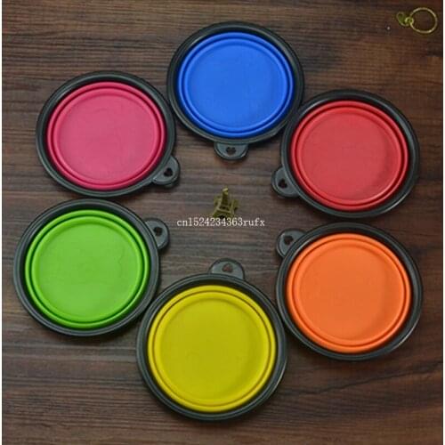 200pcs Dog Bowl Portable Foldable Collapsible Pet Cat Dog Food Water Feeding Silicone Travel Bowls