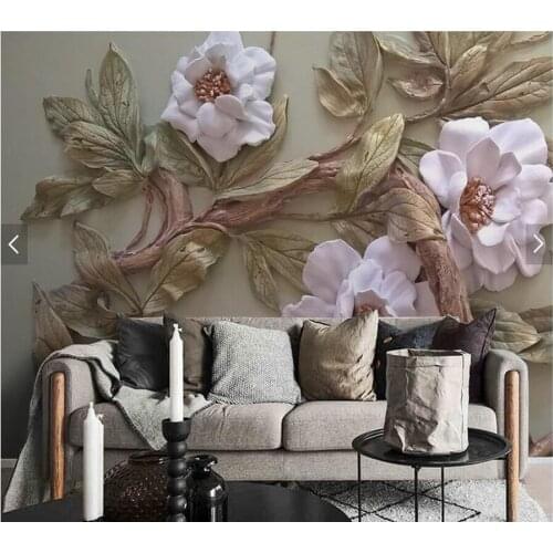 Custom papel de parede 3d, relief tree and flower murals for living room bedroom sofa TV backdrop home decor wallpaper