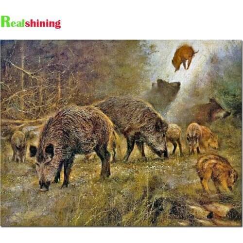 5D Diamond Painting Cross Stitch kit Wild boar painting Full Square Drill Rhinestones Diamond Embroidery Mosaic Handmade N2145