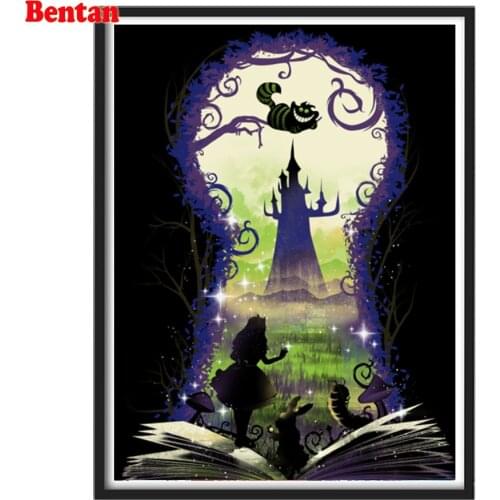 5D DIY Diamond embroidery Book Of Wonderland Cartoon Girl Cat Mosaic Kit Picture Puzzle Diamond Painting Full Square Round Drill