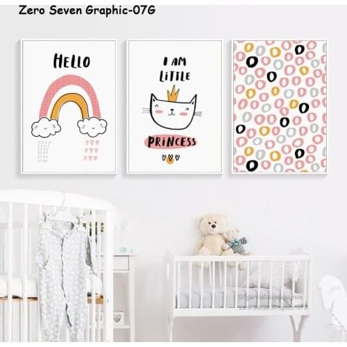 Abstract Cartoon Cat Rainbow Canvas Painting Picture Print Poster Children Bedroom Home Decoration Wall Art