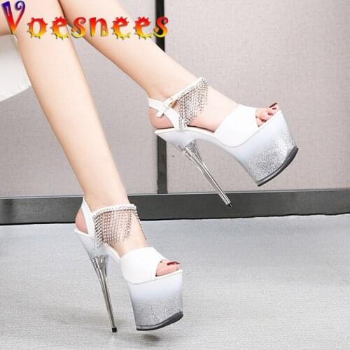 Voesnees platform Shoes For Women 2021 New Arrival Bling Sexy Thin Heels Patent Leather Female Sandals High Heels Wedding Shoes