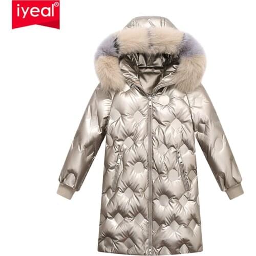 Brand Boys Girl Clothes Warm Down Jacket Children Coat Parka Real Fur Kids Teenager Thickening Outerwear For Cold Winter -30