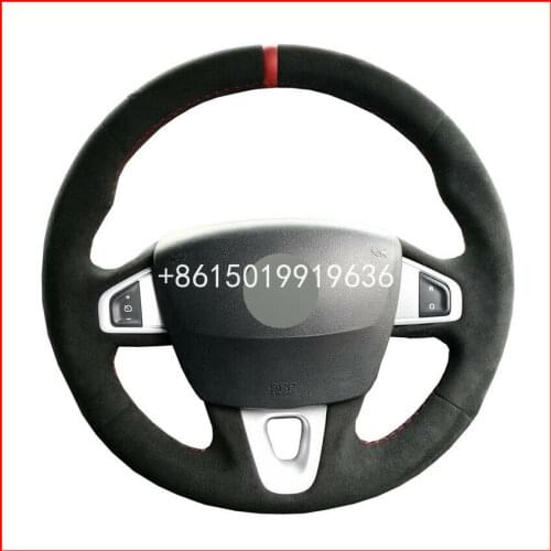 Black Suede DIY Steering Wheel Cover for Renault Megane 3 Coupe RS 2010