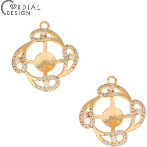 Cordial Design 20Pcs 23*26MM CZ Pendant/Jewelry Accessories/Blank Tray/DIY Making/Hand Made/Jewelry Findings & Components/Charms