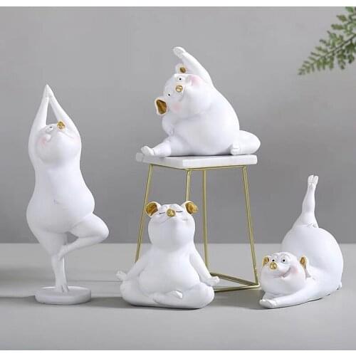 [CUTE] YOGA EXERCISE CUTE PIG ORNAMENTS MODERN SIMPLE AND STRANGE FUN GIFT GIRL ROOM BEDROOM LIVING ROOM DECORATIONS