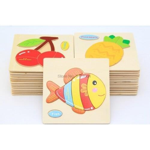DHL 200pcs Wooden Cute Cartoon Animal Intelligence Kids Educational Puzzle Brain Teaser Children Tangram Shapes Jigsaw gift