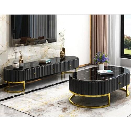 Marble TV cabinet coffee table combination light luxury Nordic post-modern minimalist Hong Kong-style living room small apartmen