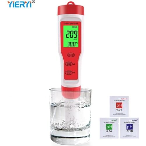 4 in 1 PH/TDS/EC/Temperature Meter Water Quality Purity Detector Portable Digital Tester Monitor Waterproof for Drinking Water