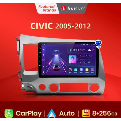 Junsun V1 Android 10 AI Voice Control 4G wifi DSP Car Radio Multimedia For Honda Civic 8 2005-2011 Navigation GPS no 2 din dvd