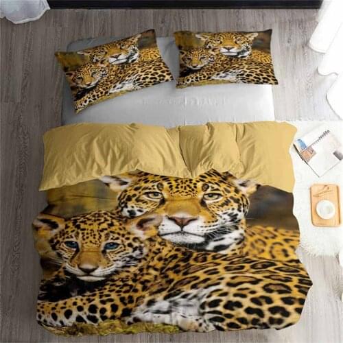 3D Bedding Set Leopard Print Duvet cover set Twin queen king lifelike bedclothes with pillowcases bed set home Textiles #2