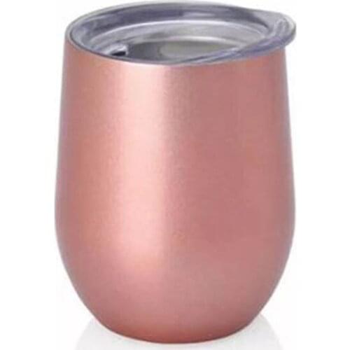 10pcs 12oz Rose Gold Egg Shapped Tumbler Wine Cups Stainless steel Tumbler Insulated thermos Cup Travel Coffee Mug Swig Beer Mug