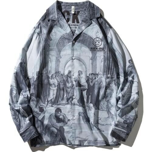 2020 New Arrival Hot Brand Clothing Retro Long Sleeve Court Male Digital Printing Loose Cotton Casual Shirts Full Men Shirt