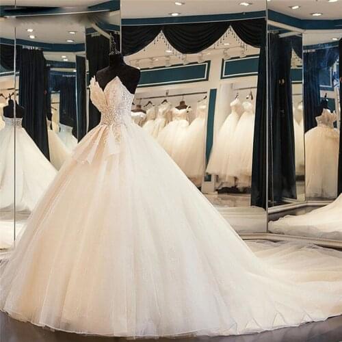 2021 New Princess Wedding Tube Top Luxury Palace Champagne White Large Tail Beaded Shiny Can Be Customized