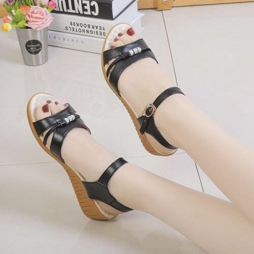 Summer new womens sandals open toe solid color increased ankle buckle comfortable non-slip wear-resistant basic shoes U23-82