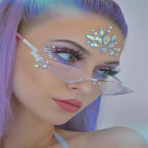 Fashion Sunglasses Women Retro Rimless Diamond Shape True Film Sun Glasses Ladies UV400 Trending Narrow Eyewear Streetwear