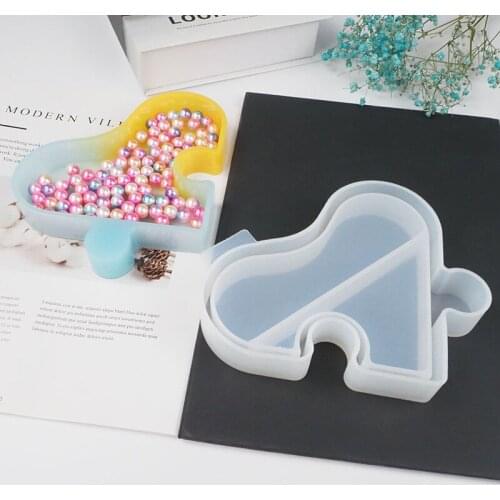 Storage Plate Resin Mold Large Heart Puzzle Shaped Tray Silicone Mold, Epoxy Resin Casting Molds for Jewelry Storage Home Deco