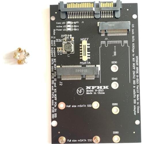 M.2 NGFF SSD Adapter Card Board Expansion Extender MSATA SSD to SATA 7 15Pin 2.5 inch Adapter Card 2 in 1 Computers Riser