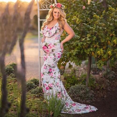 Maternity dress for photography Womens Pregnancy V Collar Dress Maternity Summer Sleeveless Print Sundress vestido de novia emb