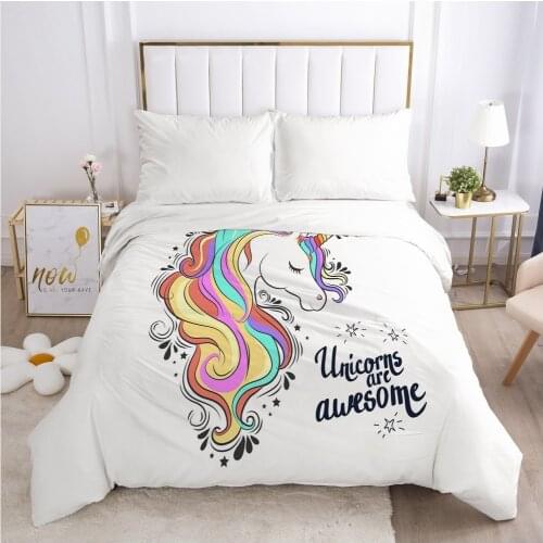 Unicorn Cartoon Duvet Cover with Zipper Comforter/Quilt/Blanket Case 140x200 240x220 3D Bedding For Kids Child Baby Girls Boys