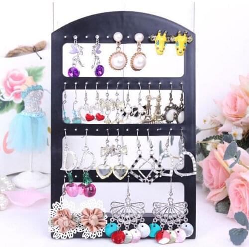 48 Holes Jewelry Organizer Stand Black Plastic Earring Holder Presentiment Fashion Earrings Display Rack for Women
