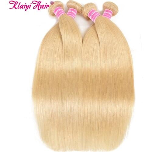 Klaiyi Hair Straight 613 Bundles Brazilian Remy Hair Extension 100% Human Hair Blonde Bundles 1/3/4 Pcs Extensions 10-24 Inch
