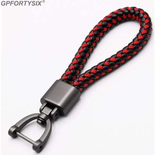 Retro Car Key Rings Hand Woven Leather 360 Degree Rotating Horseshoe Buckle Car Keychain Keyring For Audi BMW Benz Mazda Toyota