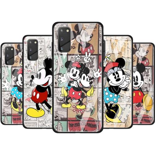 Disney Retro Mickey for Samsung Galaxy S20 FE Ultra Note 20 S10 Lite S9 S8 Plus Luxury Tempered Glass Phone Case Cover