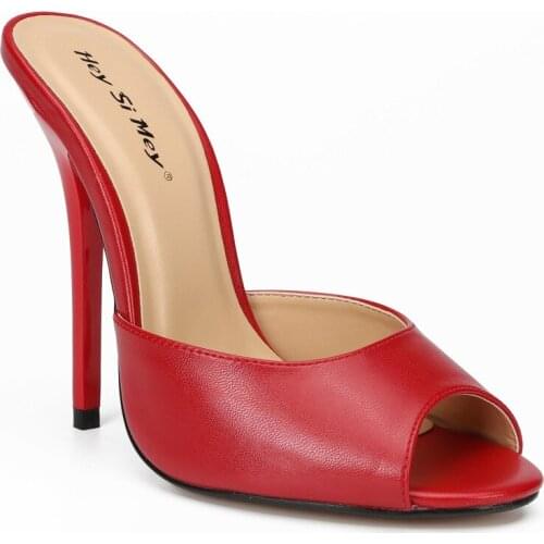 Women Sandals 13CM Thin High Heels Summer Brand Woman Pumps Patent Leather Slip On Peep Toe fashion Dress Party shoes women red