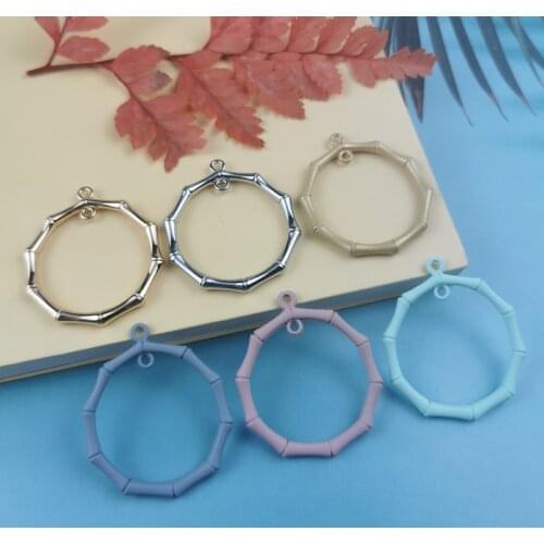 10pcs Charm Geometric Double Hanging Circular Hanging Ring Gold Pendant Open Frame Hollow Mold Frame DIY Jewelry Found