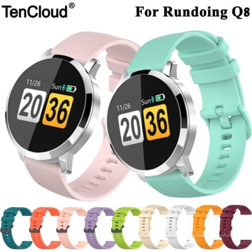 Tencloud Replacement Band For RUNDOING Q8 Strap Smart Watch Accessories Adjustable Wristband Soft Silicone Bracelet Duarble Belt