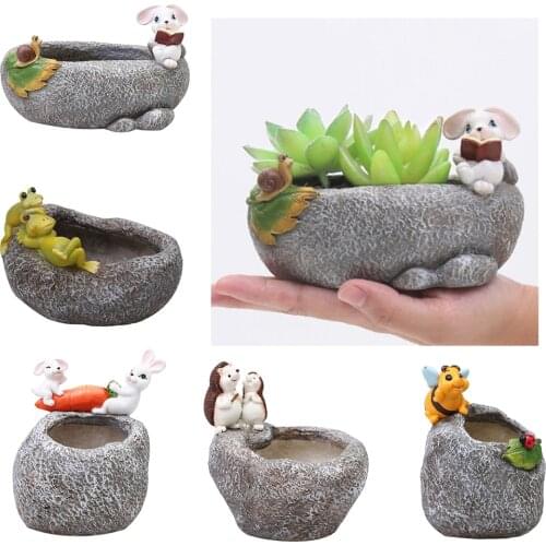 Resin Succulent Planter Mini Flower Pots Indoor Desktop Decor Creative Gifts