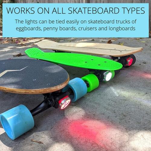 Led Skateboard Lights Led Longboard Lights Front and Back USB Charging USB Cables and Strap Included QW