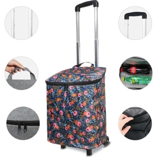 New Home Grocery Shopping Cart Aluminum Alloy Trolley cart on Wheels shopping bags large Pull Cart Market elderly Stairs Trailer