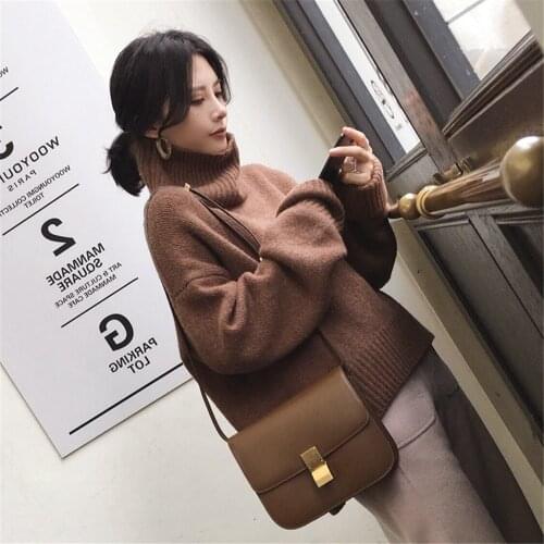 Girls Tops Loose Autumn Female Knitted Outerwear Sweaters Warm Oversize Cashmere Turtleneck Thick Winter Sweater Women Pullover