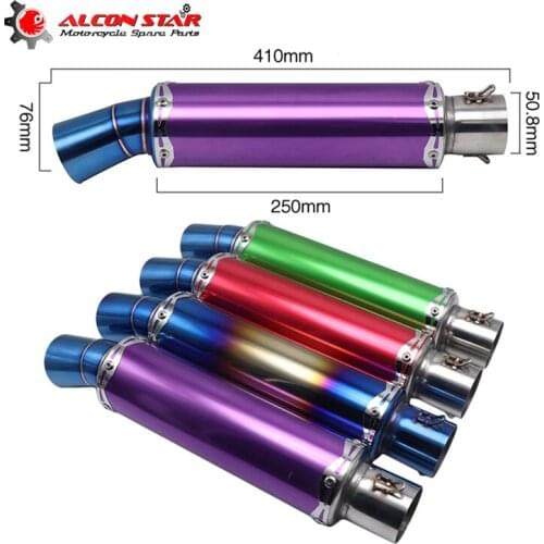 Alconstar 12 Color Universal metal 50.8mm Motorcycle Racing Exhaust Muffler Silence Silencer Motorcycle Exhaust Pipe Muffler