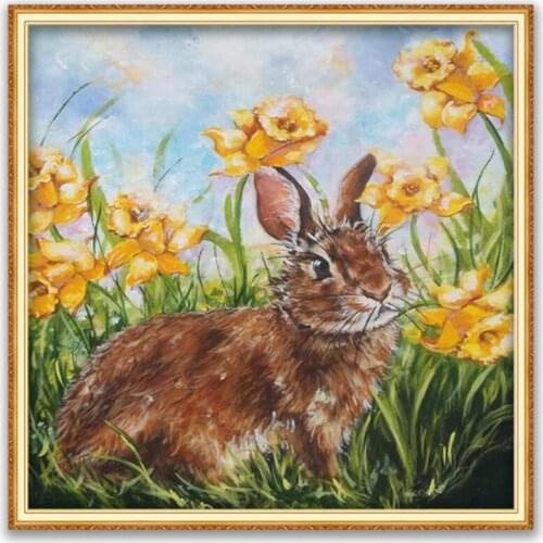 Animal Rabbit DIY Cross Stitch 11CT Embroidery Kits Needlework Craft Set Cotton Thread Printed Canvas Home Decoration New Design