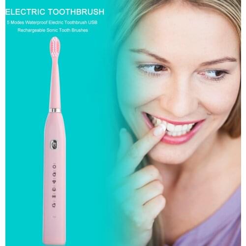 Waterproof Sonic Electric Toothbrush 6 Modes Automatic Timer Dental Brush USB Charging Button Soft Electric Toothbrush
